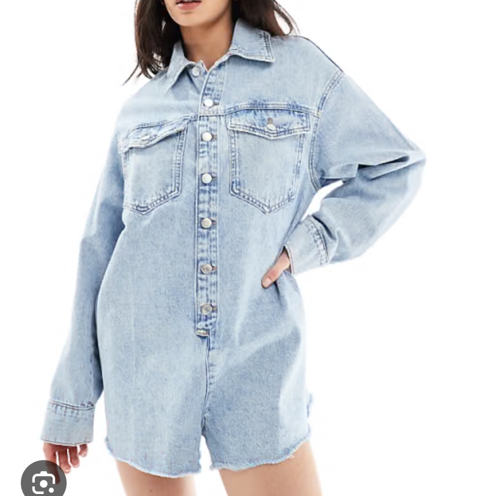 ASOS DESIGN Light Blue Denim short jumpsuit